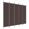 vidaXL 5-Panel Room Divider Brown 250x200 cm Fabric