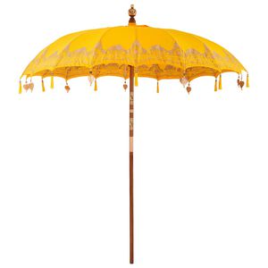 vidaXL Balinese Parasol Yellow 215 x 215 x 260 cm Cotton and Wood