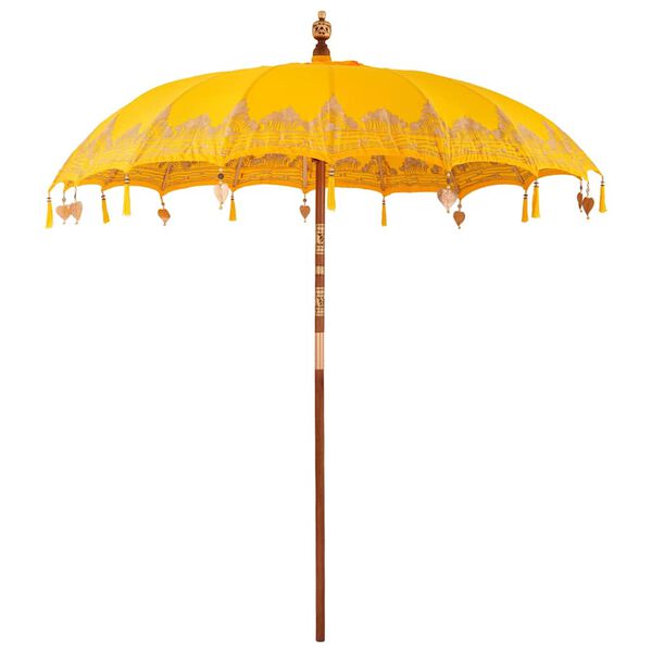 vidaXL Balinese Parasol Yellow 215 x 215 x 260 cm Cotton and Wood