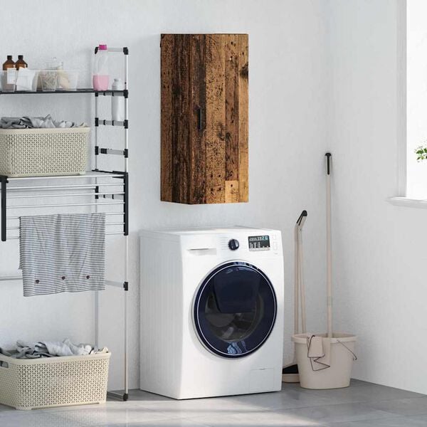 vidaXL Wall Mounted Cabinet Old Wood 34.5 x 34 x 90 cm Engineered Wood