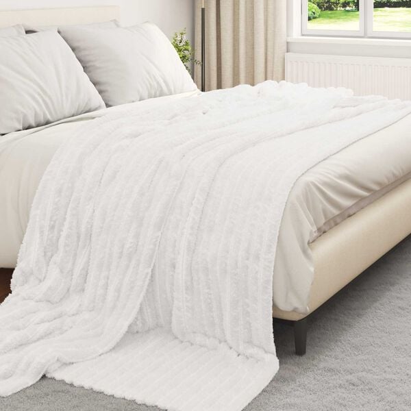 vidaXL Throw Blanket White 240 x 220 cm Fleece