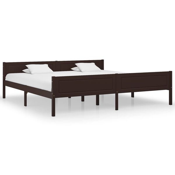 vidaXL Bed Frame without Mattress Solid Pinewood Dark Brown 200x200 cm