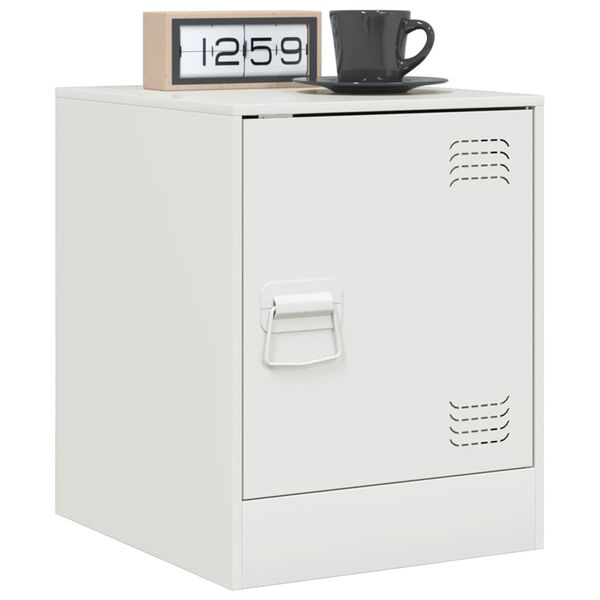 vidaXL Bedside Cabinet White 34.5x39x44 cm Steel