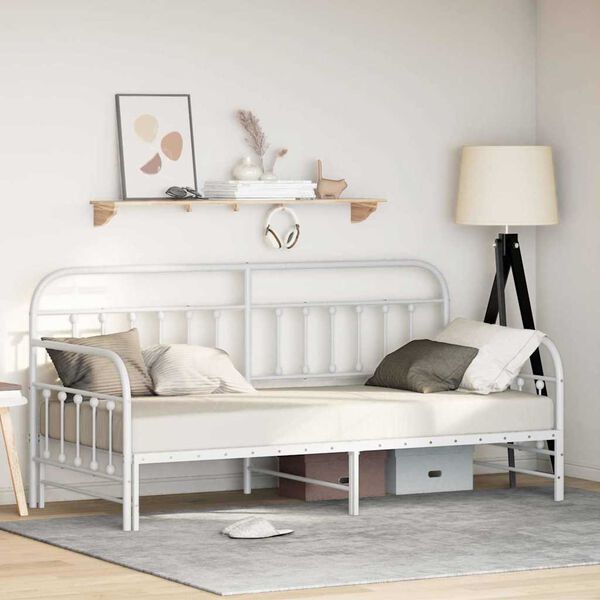 vidaXL Daybed Frame with Headboard White 107 x 203 cm Steel