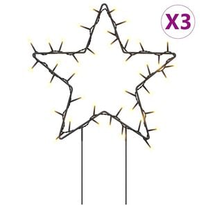 vidaXL Christmas Light Decorations with Spikes 3 pcs Star 50 LEDs 29 cm