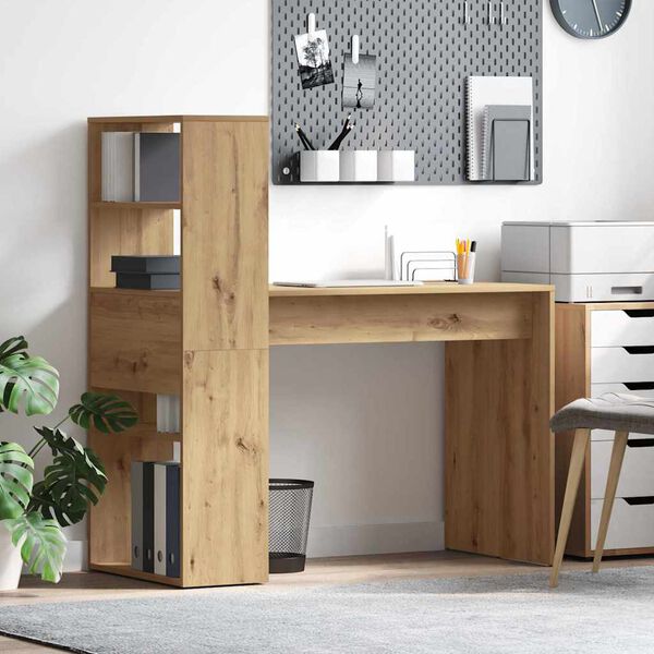 vidaXL Desk with Shelf Artisan Oak 113 x 54 x 120 cm Engineered Wood