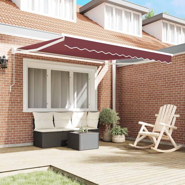 vidaXL Manual Retractable Awning Burgundy 300x250 cm