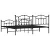 vidaXL Metal Bed Frame without Mattress with Footboard Black 200x200cm