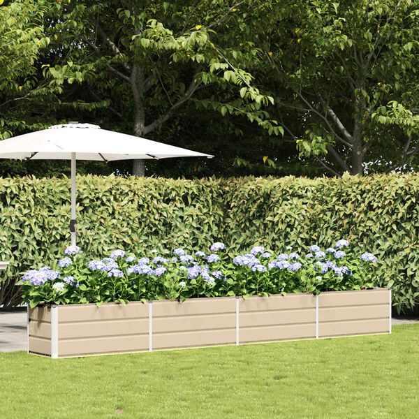 vidaXL Planter Ivory 385 x 50 x 45 cm Galvanised Steel