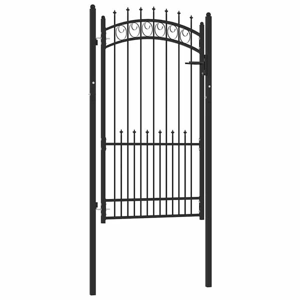 vidaXL Fence Gate with Spikes Steel 104x134.5 cm Black
