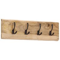 vidaXL Wall-mounted Coat Rack with 4 Hooks Solid Wood Mango
