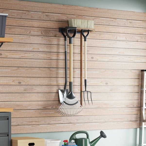 vidaXL Garden Tool Storage Rack Wall Mounted Black Steel