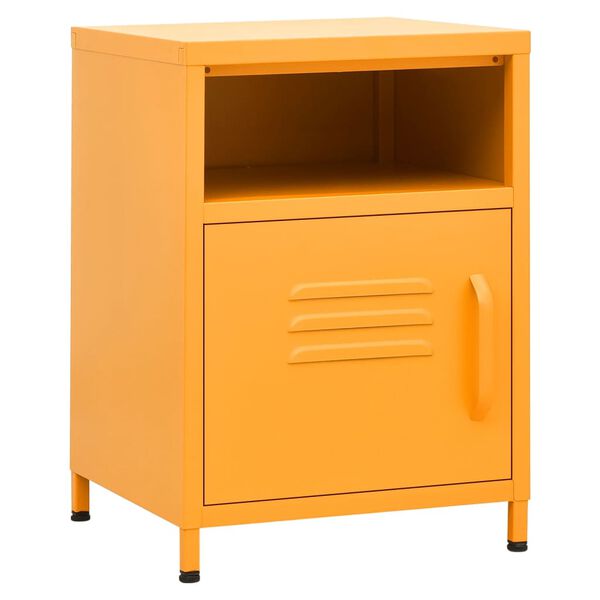 vidaXL Nightstand Mustard Yellow 35x35x51 cm Steel
