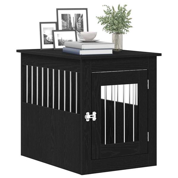 vidaXL Dog Crate Furniture Black Oak 55x75x65 cm Engineered Wood