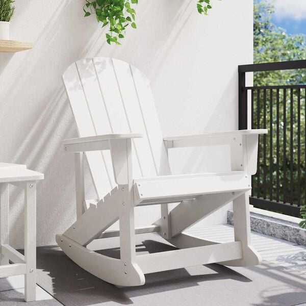 vidaXL Adirondack Rocking Chair White 92 x 73.5 x 92 cm HDPE