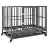 vidaXL Dog Cage with Wheels Steel 92x62x76 cm