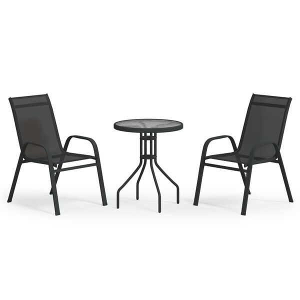 vidaXL 3 Piece Garden Bistro Set Black
