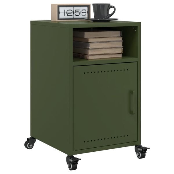 vidaXL Bedside Cabinets 2 pcs Olive Green 36x39x59 cm Steel