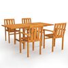 vidaXL 5 Piece Garden Dining Set Solid Teak Wood