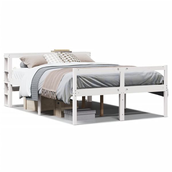vidaXL Senior Bed with Headboard without Mattress White 150x200 cm King Size