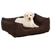 vidaXL Dog Bed Brown 110.5x80.5x26 cm Linen Look Fleece