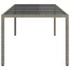 vidaXL Garden Table Grey 250x100x75 cm Tempered Glass and Poly Rattan