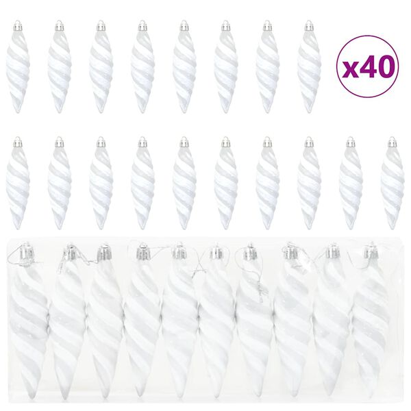 vidaXL Christmas Spiral Shape Ball 40 pcs White