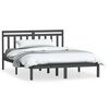 vidaXL Bed Frame without Mattress Grey Double Solid Wood