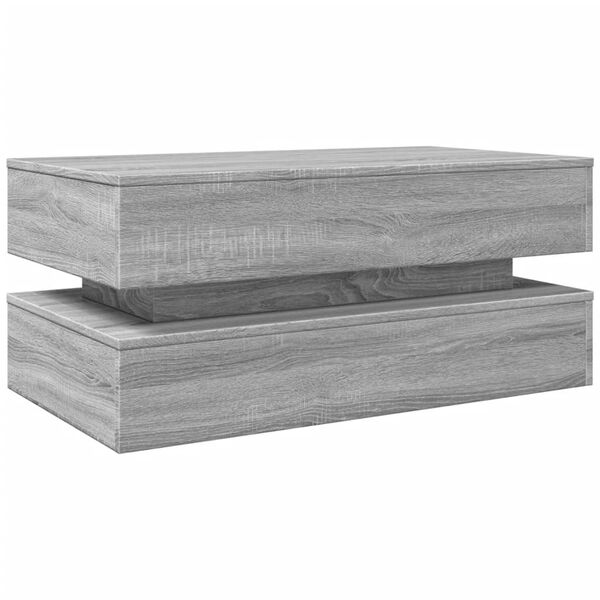 vidaXL Coffee Table with LED Lights Grey Sonoma 90x50x40 cm