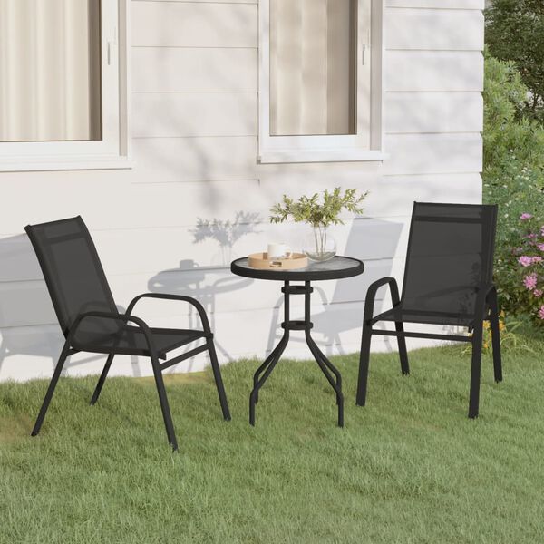 vidaXL 3 Piece Garden Bistro Set Black