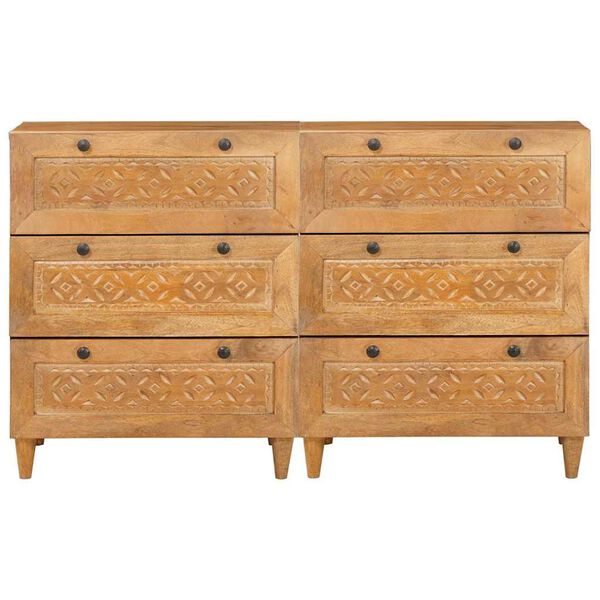 vidaXL Sideboard 2 pcs Brown 60 x 33 x 75 cm Solid mango wood