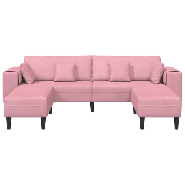 vidaXL Sofa with Cushion 3 pcs Pink Velvet