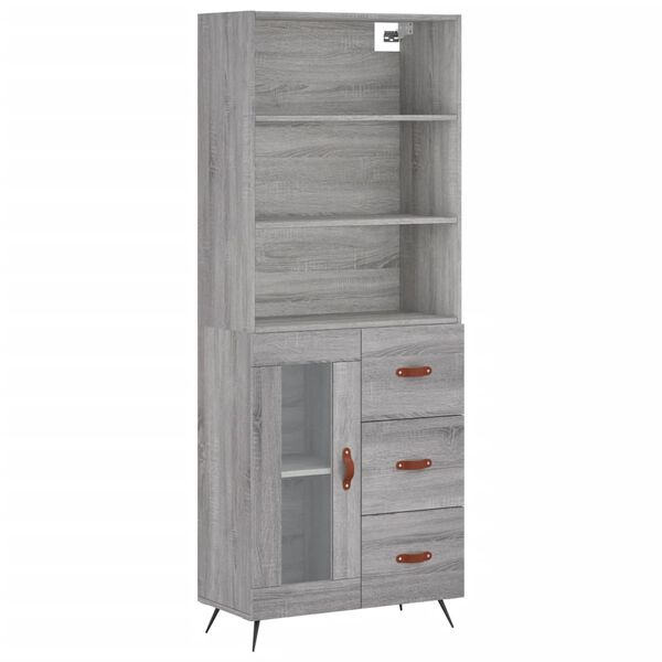 vidaXL Highboard Grey Sonoma 69.5x34x180 cm Engineered Wood