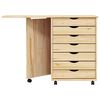 vidaXL Rolling Cabinet with Desk MOSS Clear Varnish Solid Pine wood