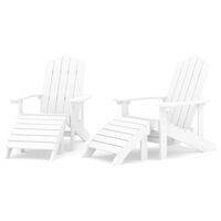 vidaXL Garden Adirondack Chairs 2 pcs with Footstools HDPE White