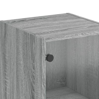 vidaXL Highboard with Glass Doors Grey Sonoma 35x37x142 cm