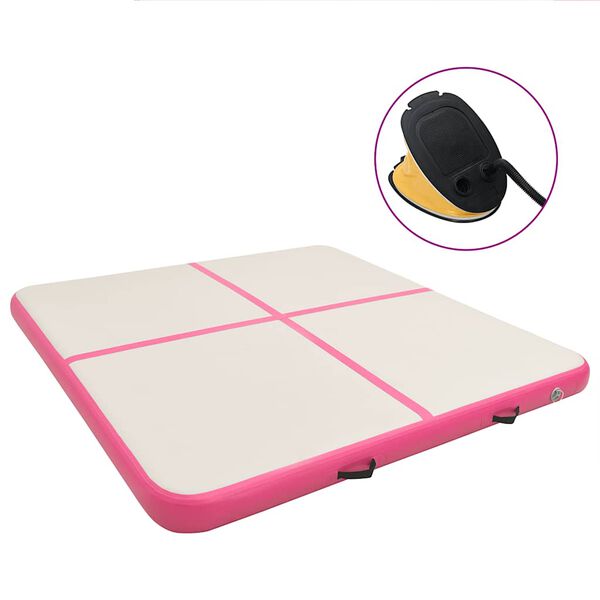 vidaXL Inflatable Gymnastics Mat with Pump 200x200x10 cm PVC Pink