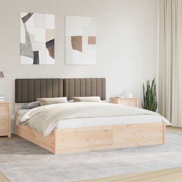 vidaXL Bed Frame with Upholstered Headboard Taupe 180 x 200 cm