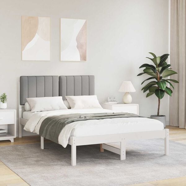 vidaXL Bed Frame with Upholstered Headboard Light Grey 120 x 190 cm