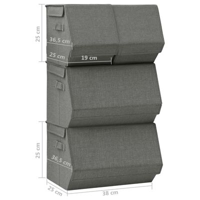 vidaXL Stackable Storage Box Set of 4 Pieces Fabric Anthracite