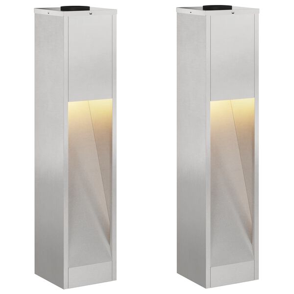 vidaXL Solar Led Pathway Light 2 pcs Silver Stainless Steel