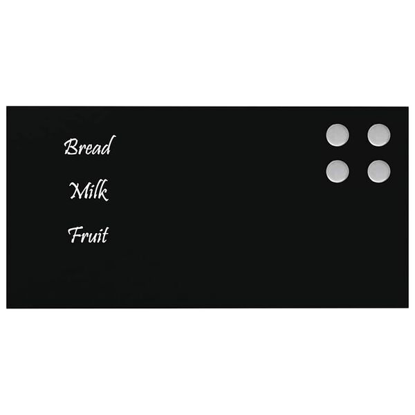 vidaXL Wall-mounted Magnetic Board Black 40x20 cm Tempered Glass