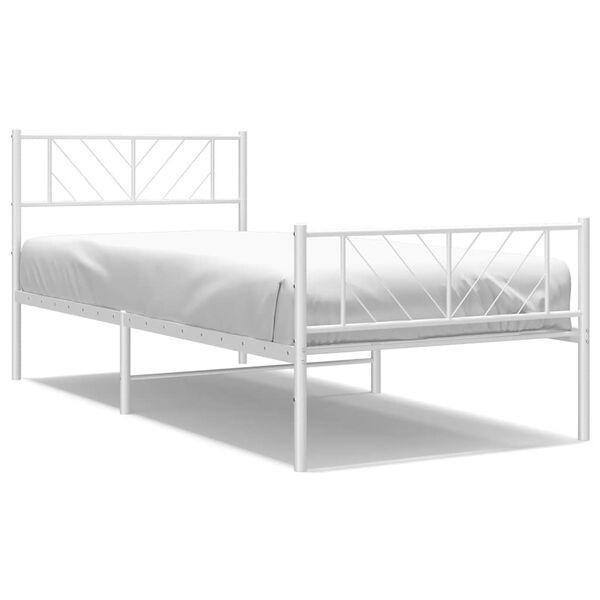 vidaXL Metal Bed Frame without Mattress with Footboard White 100x200cm