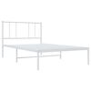 vidaXL Metal Bed Frame without Mattress with Headboard White 107x203cm