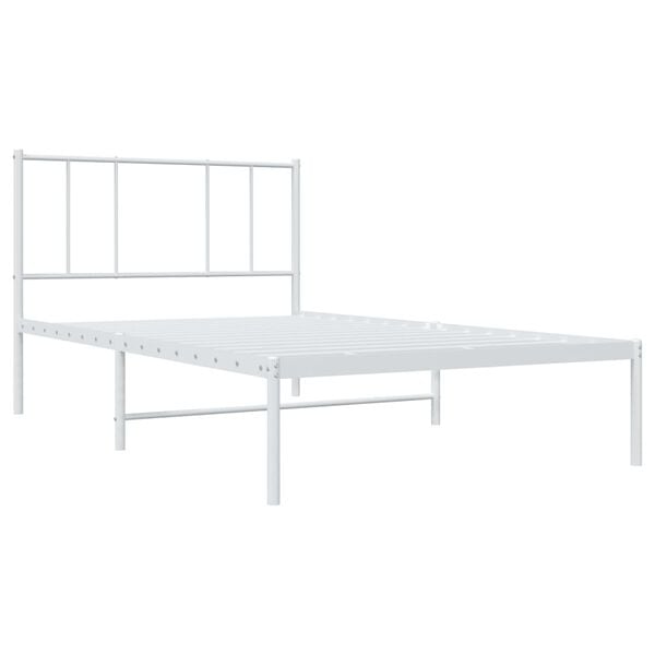 vidaXL Metal Bed Frame without Mattress with Headboard White 107x203cm