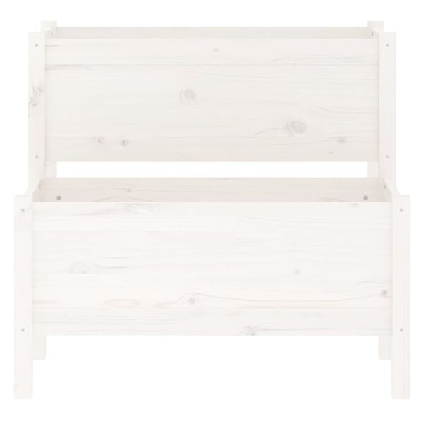 vidaXL Planter White 84.5x84x75 cm Solid Wood Pine