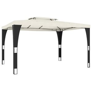 vidaXL Gazebo with Double Roof Cream 3.98x2.98 m Steel