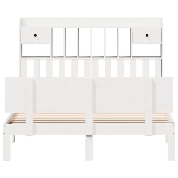 vidaXL Bookcase Bed without Mattress White 140x190cm Solid Wood Pine