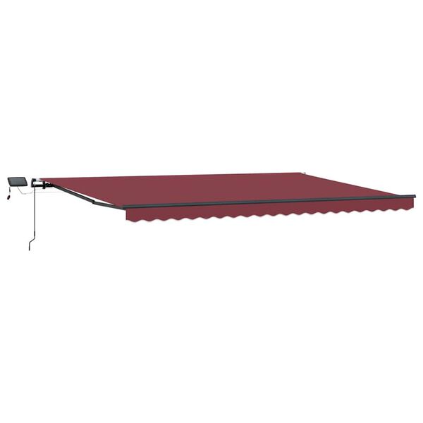 vidaXL Manual Retractable Awning with LEDs Burgundy 500x300 cm