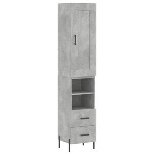 vidaXL Highboard Concrete Grey 34,5x34x180 cm Engineered Wood